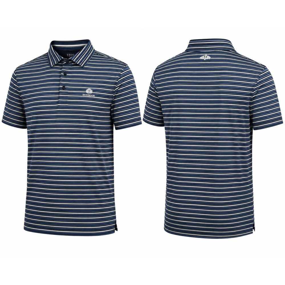 Straight Down Performance Polo Shirt Mens MEDIUM BLK GRY STRIPE Golf Stretch